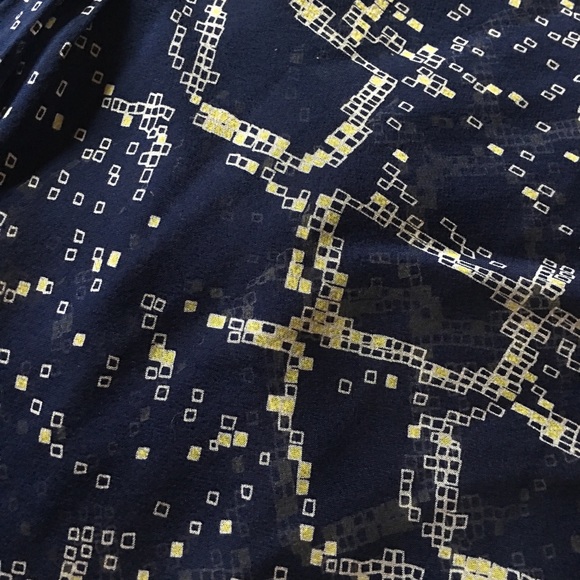 DVF-Silk Bat Wing Navy Geometric Print Dress - Picture 7 of 8